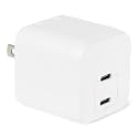Amazon Basics 35W Fast Charging USB-C Nano GaN Wall Charger, 2-Port for Phones, Tablets, Charge 2 Devices Simultaneously, White