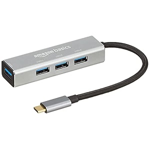 amazon basics 4 port superspeed usb 30 hub with charging function and 15 cm built-in cable grey