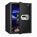 Amazon Basics 50 Litres Digital Safes for Home &amp; Office - Digital Lock 3-in-1 unlocking | locker safe with Motorized Door Locking Mechanism | Size : 50 H x 35 W x 33 D(cm) | Black | Weight: 17 Kgs