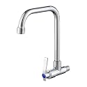 Amazon Basics Beam Wall-Mount Kitchen Sink Tap | Single Lever Cold-Only Faucet with Swivel Spout | Chrome Finish, Easy Install | Splash-Free Aerator