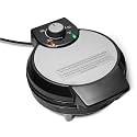 Amazon Basics Waffle Iron, Mini Belgian Waffle Maker with Round 8-Inch Ceramic Nonstick Plate, Adjustable Browning Control, Cool Touch Handle, Vertical Storage, 8 Inches, Black