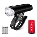 Amazon Basics Bike Lights for Day/Night Riding, Bicycle Lights Front and Back, Headlight Black, Taillight Red, Three Lighting Modes, Versatile Mounting Options