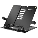 Amazon basics Book Holder Stand | Sturdy, Portable & Lightweight Metal Ideal for Desk Book Stand for Cookbooks & A4 Size Documents | Foldable Design (Black)