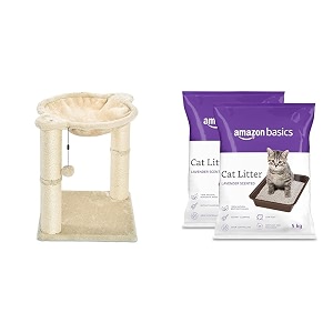 amazon basics cat tower with hammock and scratching posts cat litter lavender fragrance 5kg pack of 2