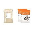 Amazon Basics Cat Tower with Hammock and Scratching Posts for Indoor Cats, 15.8 x 15.8 x 19.7 Inches &amp; AmazonBasics Scoopable Bentonite Cat Litter, Unscented, 5Kg Pack of 2