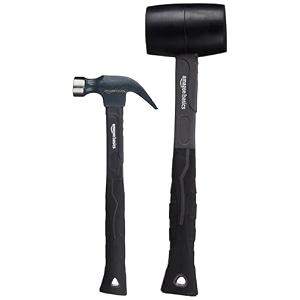 amazon basics claw hammer amp rubber mallet hammer  fiberglass handle 2 pcs set
