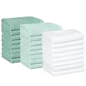 Amazon Basics Highly Absorbent, Soft &amp; Durable 100% Cotton Washcloths for Bathroom, Body and Face, Lightweight, Fast Drying, 12 x 12 inches, Seafoam Green, Ice Blue, White, (Pack of 144)