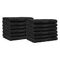 Amazon Basics Highly Absorbent Cotton Washcloths for Face, Soft, Machine Washable, Fade Resistant, 12 x 12 in, Black, (Pack of 144)
