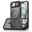 Amazon Basics Designed for iPhone 17 Air Case | Camera Protection Translucent Matte Hard Back Cover Compatible with Mag-Safe (TPU+Polycarbonate | Frost Black)