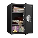 Amazon Basics Digital Safe With Biometric Keypad | Metal Safe Locker For Home, Office, Hotel | Gross Capacity - 58L (Net - 51L), Black