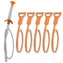 Amazon Basics Drain Clog Remover Tool, 6 Pack with 5 Plastic and 1 Stainless Steel Drain Snakes, Hair Unclogger for Toilet, Kitchen Sink, Bathroom Tub, Shower, Sewer
