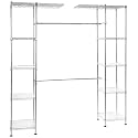 Amazon Basics Expandable Adjustable Metal Closet Organizer with Hanging Rod, Clothes Rack, Shelves, 57-80 x 14 x 72 inches (LxWxH), Chrome