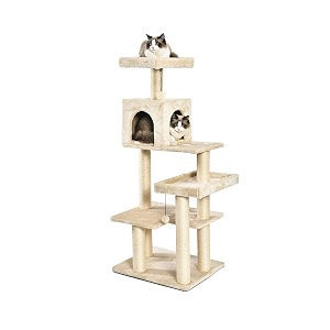amazon basics extra large cat tree tower with condo - 60 x 49 x 143 cm  beige