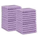 Amazon Basics face Towels for Bathroom, 100% Cotton Extra Absorbent washcloth, Fast Drying - Salon Towel - 144 Pack Lavender (12 x 12 inches)