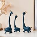 Amazon Basics Giraffe Sculpture Family of Three Statues Resin Sculptures for Home Decoration, Figurine Accessories, Art Gifts, Crafts, Desk Ornaments (Pack of 3, Blue Color)