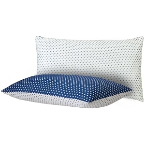amazon basics hollow fiber pillow  66 x 41 cm  pack of 2  soft amp fluffy poly fill  long-lasting support  everyday comfort white amp blue