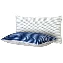 Amazon Basics Hollow Fiber Pillow | 66 x 41 cm | Pack of 2 | Soft &amp; Fluffy Poly Fill | Long-Lasting Support | Everyday Comfort (White &amp; Blue)