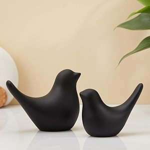 amazon basics creative black birds matte figurines home decorations accessories pack of 2 black ceramic