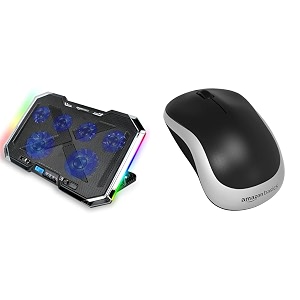 amazon basics laptop cooling pad with 7-cool rgb led lighting effects  usb powered gaming laptop co