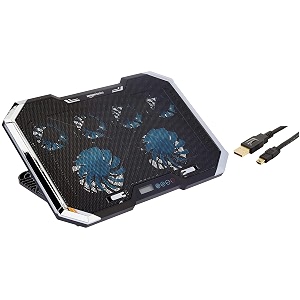 amazon basics laptop cooling pad with 7-cool rgb led lighting effects slim chill mat for 10 to 17-inch laptops amp flexible premium hdmi cable black