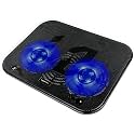 Amazon Basics Laptop Cooling Pad, USB Powered Portable Gaming Laptop Cooler Stand | Quiet 2 Fans with Blue LED Light | 2 Viewing Angles | Slim Chill Mat for 10 to 15.6-Inch Laptops
