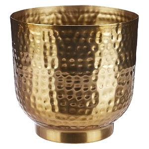 amazon basics metal planters with hammered texture  suitable for living room bedroom decor  glossy gold