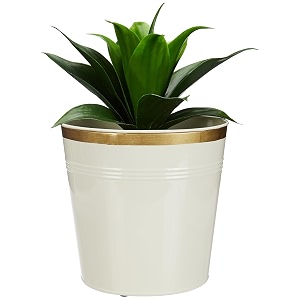 amazon basics metal planters for indoor outdoor  flower pots for homegardenbalcony dcor bucket shaped white