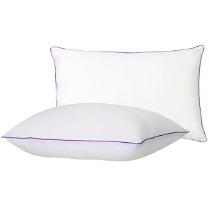 amazon basics microfiber bed pillow  68 x 43 cm  pack of 2  long-lasting fluffiness  breathable amp soft white