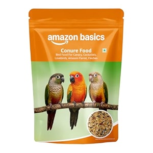 amazon basics mix seed bird food for conure  1 kg energy-rich amp easily digestible for all life stages made in india