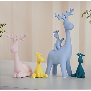amazon basics reindeer family statue for home decor  resin figurine set pack of 4 pieces multicolor