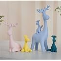 Amazon Basics Reindeer Family Statue for Home Decor | Resin Figurine Set (Pack of 4 Pieces, Multicolor)
