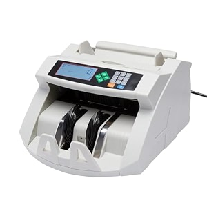 amazon basics money counting machine with fake note detection lcd display and additional display for customer viewing counts all new amp old notes