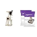 Amazon Basics Multi-Level Cat Tree Activity Tower with Scratching Posts, Cave, &amp; AmazonBasics Scoopable Smart Bentonite Cat Litter, Lavender Fragrance, Scented Cat Litter, 5Kg Pack of 2
