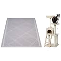 Amazon Basics Multi-Level Cat Tree Indoor Climbing Activity Cat Tower with Scratching Posts, Cave, and Step Ladder, 19 x 19 x 50 Inches, Beige & amazon basics Cat Litter Box Mat - 24 x 35 Inches, Grey