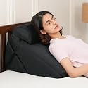 Amazon Basics Adjustable Wedge Pillow with Memory Foam &amp; Head Rest | Multi-Purpose Back &amp; Leg Support Cushion for Bed &amp; Sofa | Soft Removable Washable Cover | Durable Design - Black (38 x 57 x 53 CM)