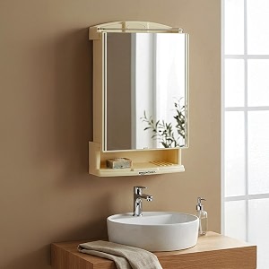 amazon basics plastic multipurpose wall-mounted storage cabinet with mirror small ivory
