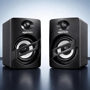 amazon basics portable multimedia speaker suitable for laptop amp desktop black  usb 20  deep bass
