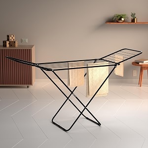 amazon basics premium cloth drying stand - 3 way folding 42 feet drying length lightweight 20 drying rails black alloy steel pack of 1