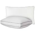 Amazon Basics Premium Luxury Bed Pillow with Gusset | 68 x 43cm with 5 cm Gusset | Pack of 2 | Firm Support | Brushed Microfiber Fabric | Stylish Piping Design (White)