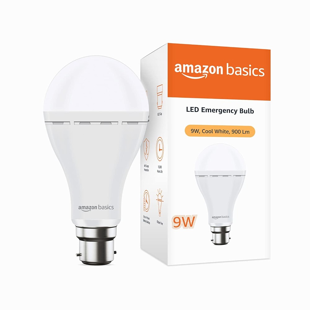 Amazon Basics - Rechargeable 9W LED Emergency Inverter Bulb, Cool White ...