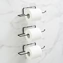 Amazon Basics Self-Adhesive Toilet Paper Holder | Wall-Mounted Bathroom Tissue Roll Hanger | Rust Proof GI Steel with Powder-Coated Black Finish | 24.8L X 5.47W x 4.8H cm, Pack of 3