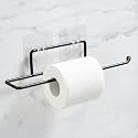 Amazon Basics Self-Adhesive Toilet Paper Holder | Wall-Mounted Bathroom Tissue Roll Hanger | Rust Proof GI Steel with Powder-Coated Black Finish | 24.8L X 5.47W x 4.8H cm, Pack of 1