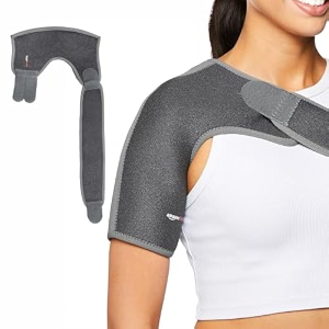 amazon basics shoulder support neoprene  adjustable compression brace  stabilizes shoulder joint  comfortable fit  universal size