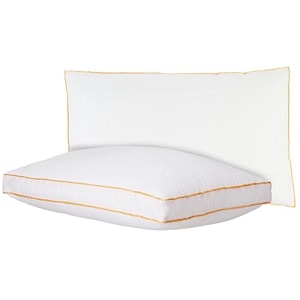 amazon basics slim pillow with gusset - luxe microfiber fill  66 cm x 41 cm with 5 cm gusset pack of 2  medium firm support  machine washable white