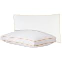 Amazon Basics Slim Pillow with Gusset - Luxe Microfiber Fill | 66 cm x 41 cm with 5 cm Gusset| Pack of 2 | Medium Firm Support | Machine Washable (White)