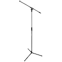 Amazon Basics Sturdy Portable Microphone Boom Arm Stand, Height Adjustable with Cable Management, Foldable Tripod Base, Up to 85.75", Black
