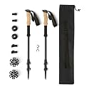 Amazon Basics Trekking Poles, Lightweight Collapsible Hiking Sticks with Quick Lock, EVA Grip & All-Terrain Accessories, Adjustable Aluminum, Black, 53in