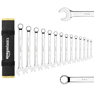 amazon basics v-groove combination wrench set - sae 14-piece