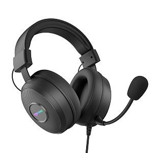 amazon basics wired over ear gaming headphones mic for pc laptop  static rgb  black