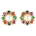 Amazon Brand - Anarva Women's Crystal Stud Earrings, Green